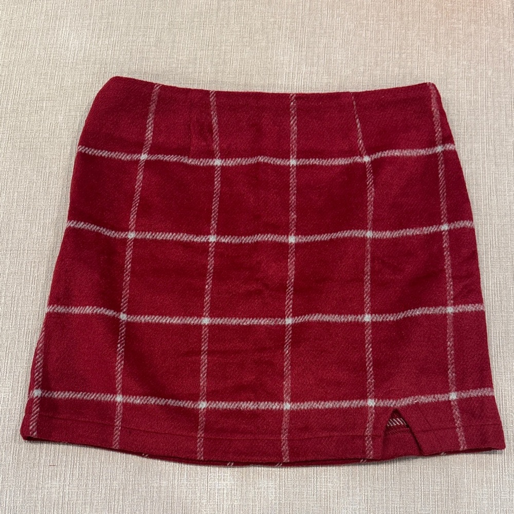 Lulu's Red & Grey Plaid Mini Skirt